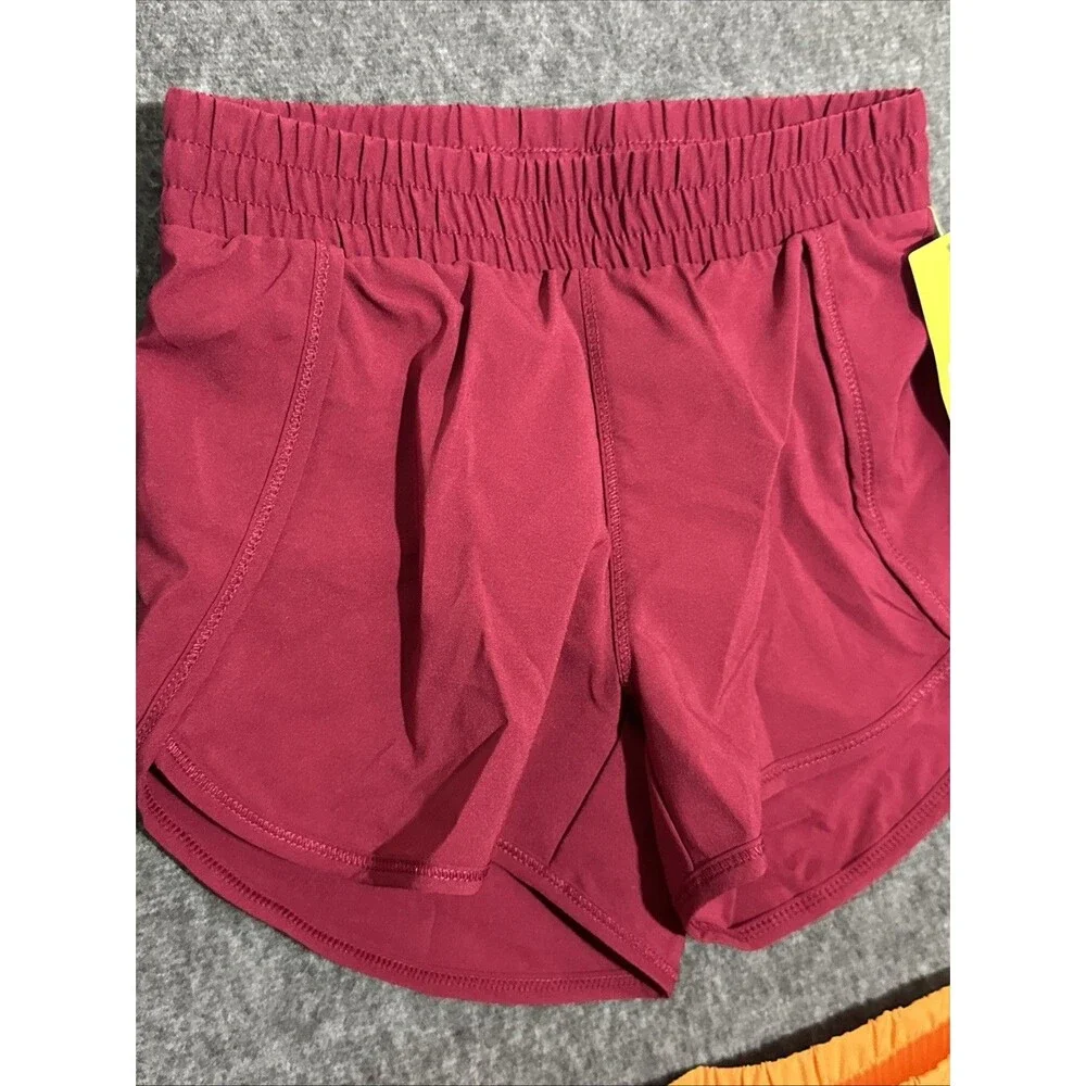 All In Motion Girl' Shorts 2 Pairs Orange Maroon Extra Small 4-5